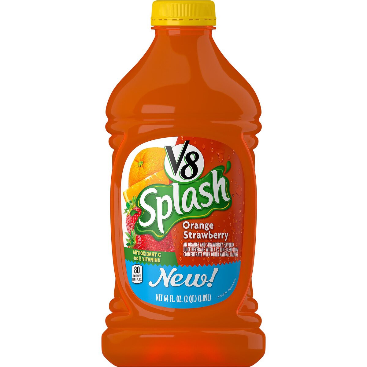 slide 3 of 8, V8 Splash Orange Strawberry Flavored Juice Beverage, 64 FL OZ Bottle, 64 oz