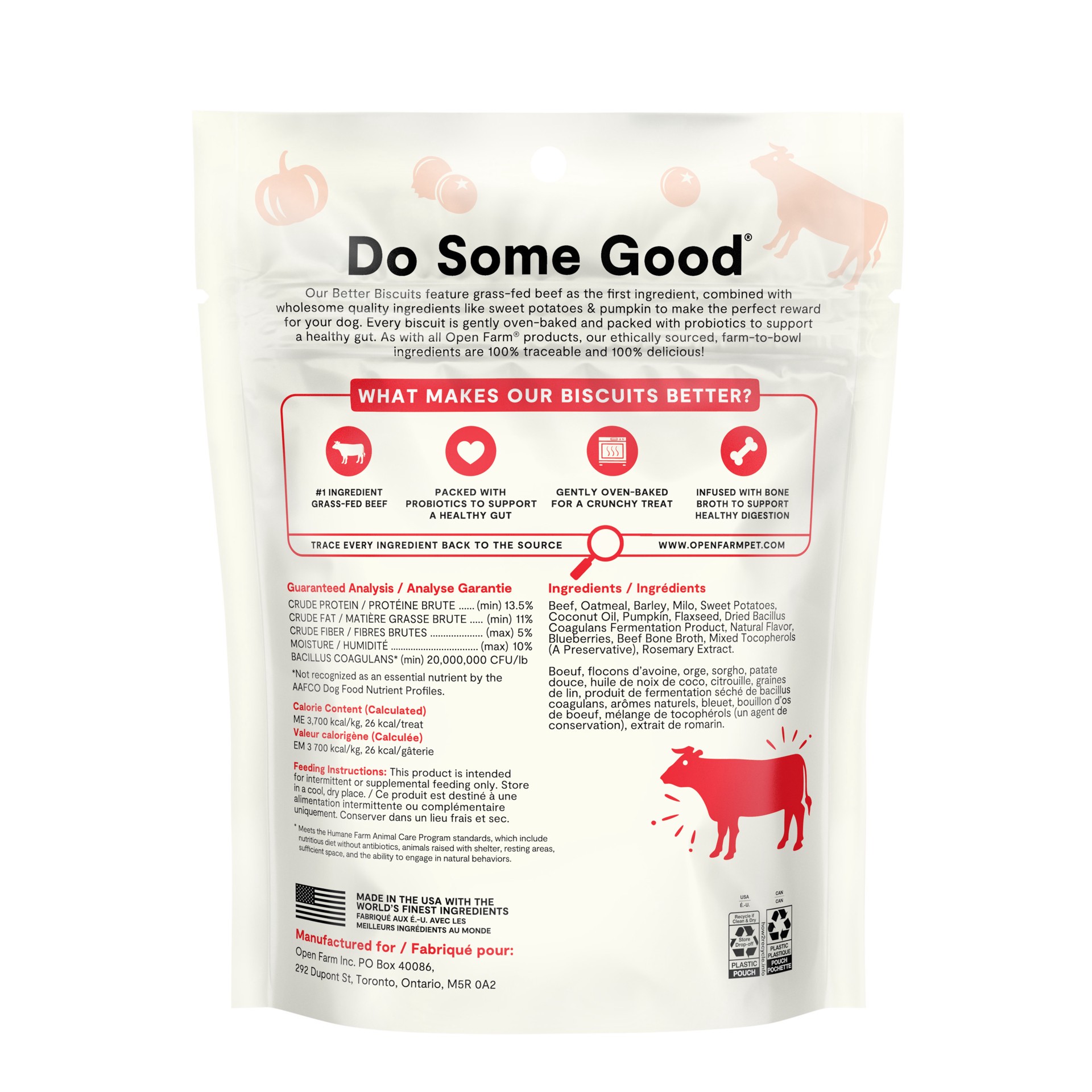 slide 2 of 2, OPEN FARM Better Biscuits Grass-Fed Beef Recipe Treats 8 oz, 8 oz