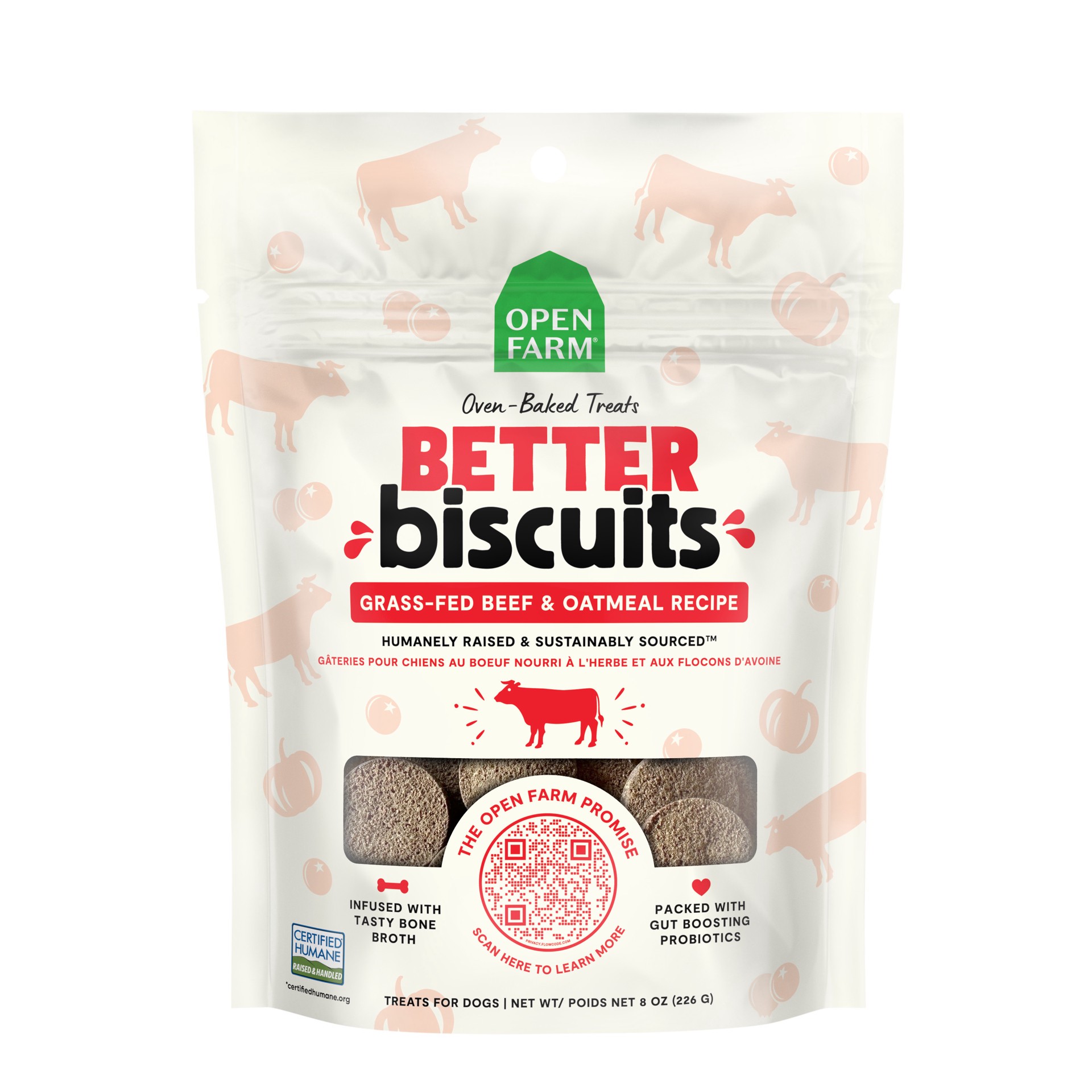 slide 1 of 2, OPEN FARM Better Biscuits Grass-Fed Beef Recipe Treats 8 oz, 8 oz