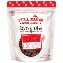 FULL MOON All Natural Human Grade Dog Treats, Essential Beef Savory Bites, 14 Ounce