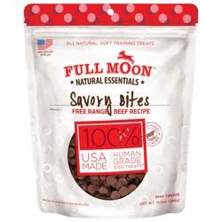FULL MOON All Natural Human Grade Dog Treats, Essential Beef Savory Bites, 14 Ounce