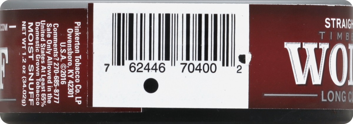 slide 3 of 5, Timber Wolf Long Cut Straight Moist Snuff, 1.2 oz