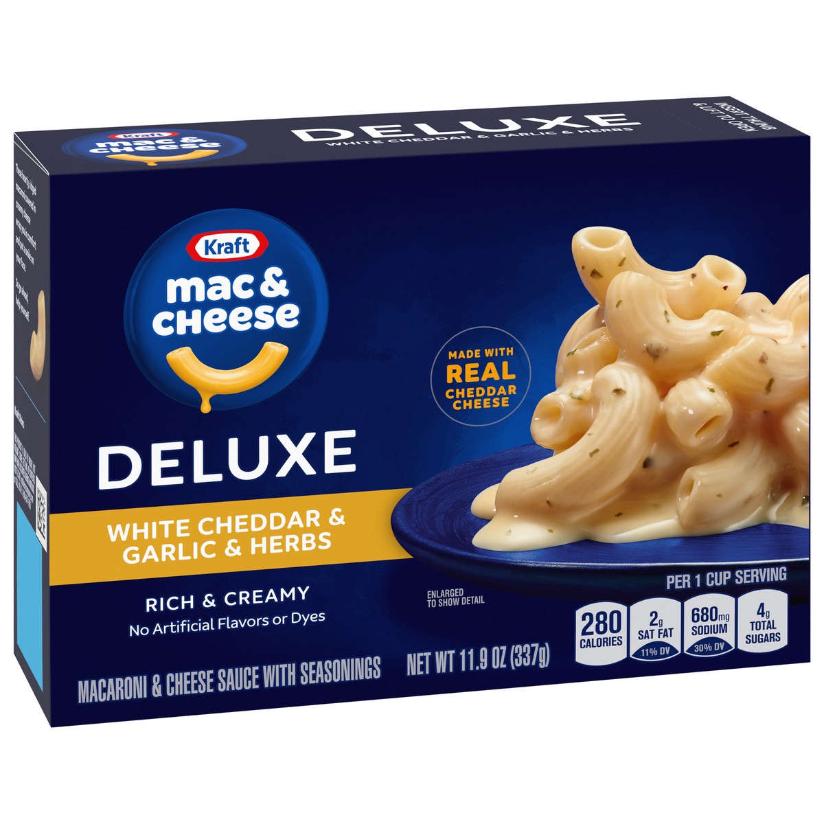 slide 8 of 9, Kraft Deluxe White Cheddar & Garlic & Herbs Mac & Cheese Macaroni and Cheese Dinner, 11.9 oz Box, 11.9 oz