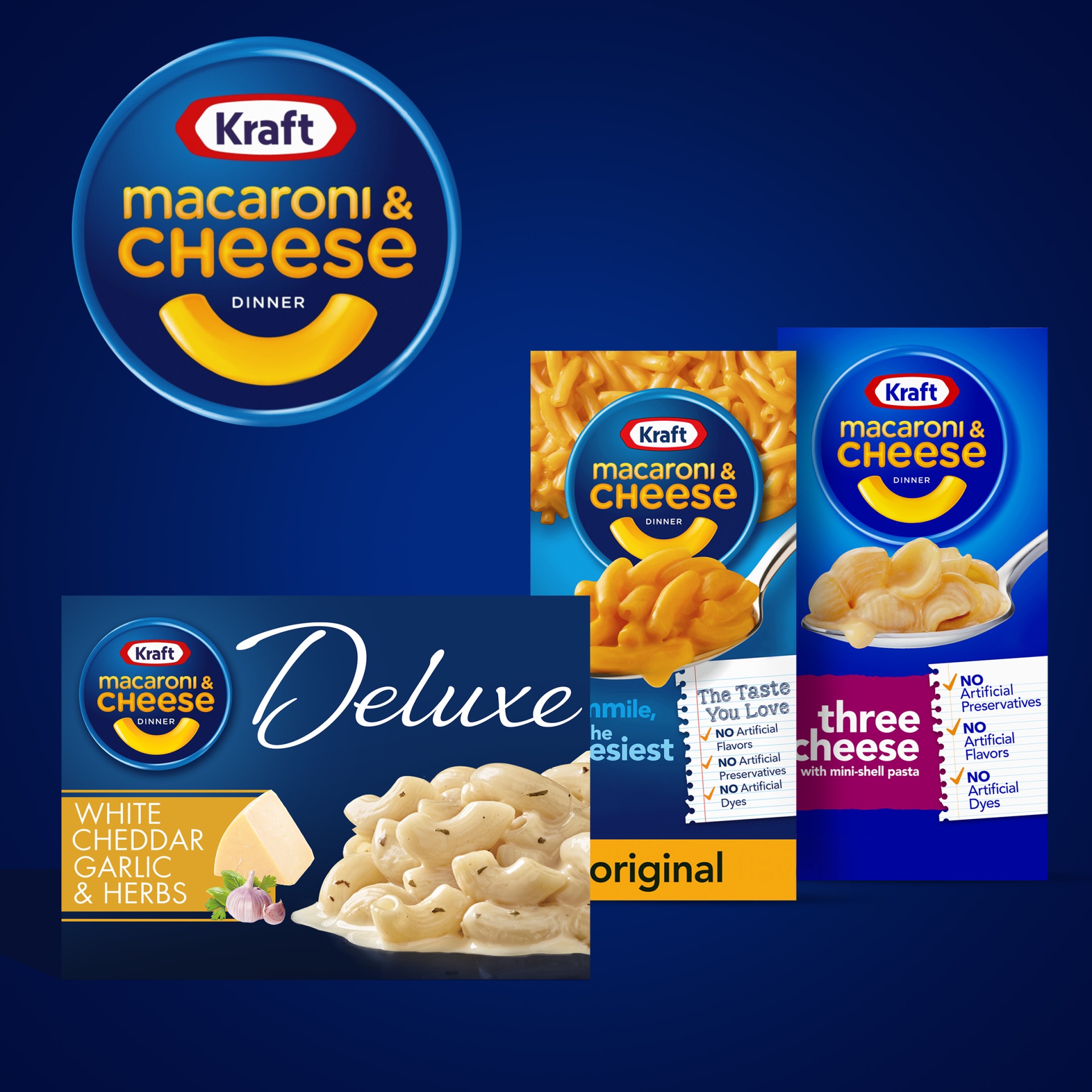 slide 6 of 7, Kraft Deluxe White Cheddar & Garlic & Herbs Macaroni & Cheese Dinner, 11.9 oz