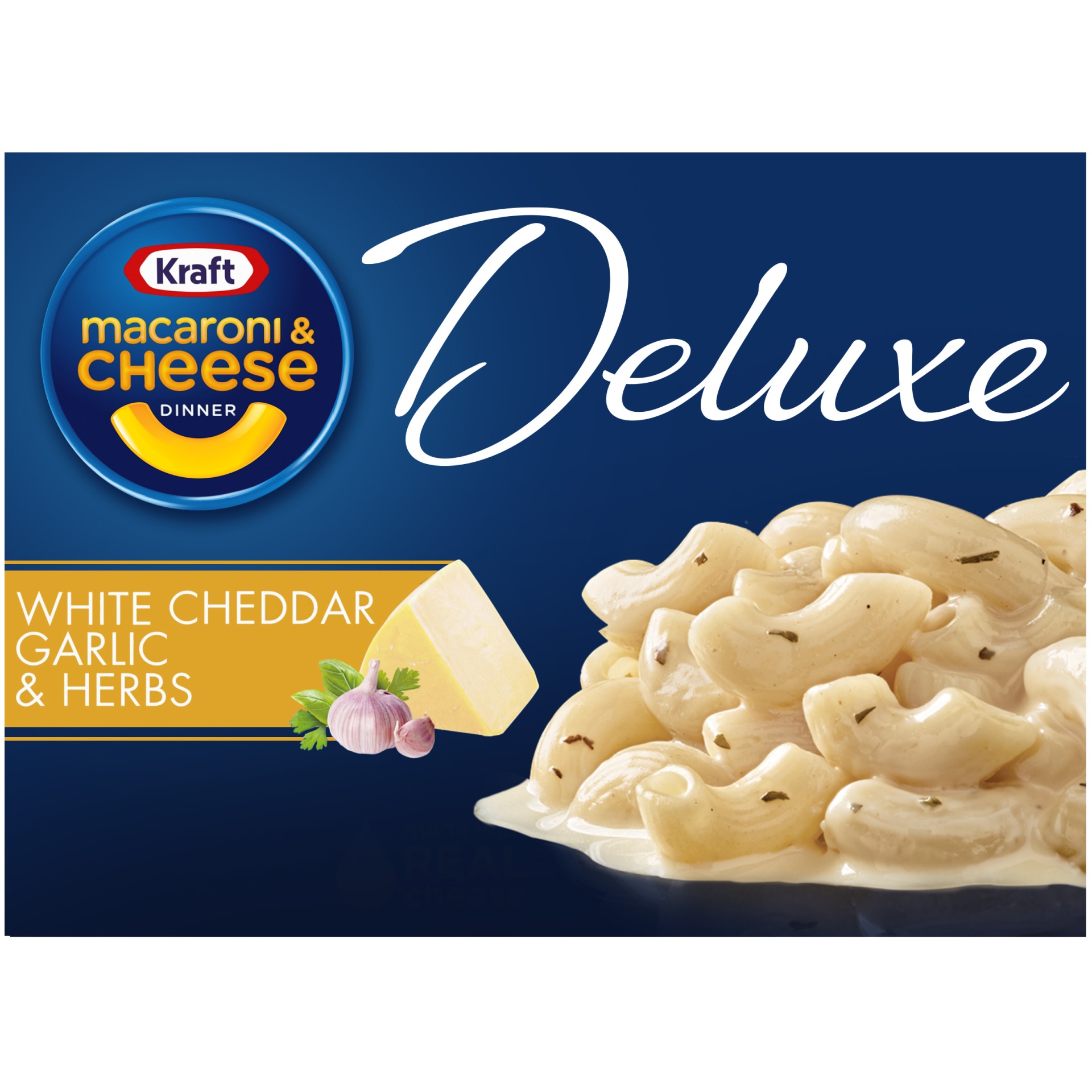 slide 1 of 7, Kraft Deluxe White Cheddar & Garlic & Herbs Macaroni & Cheese Dinner, 11.9 oz
