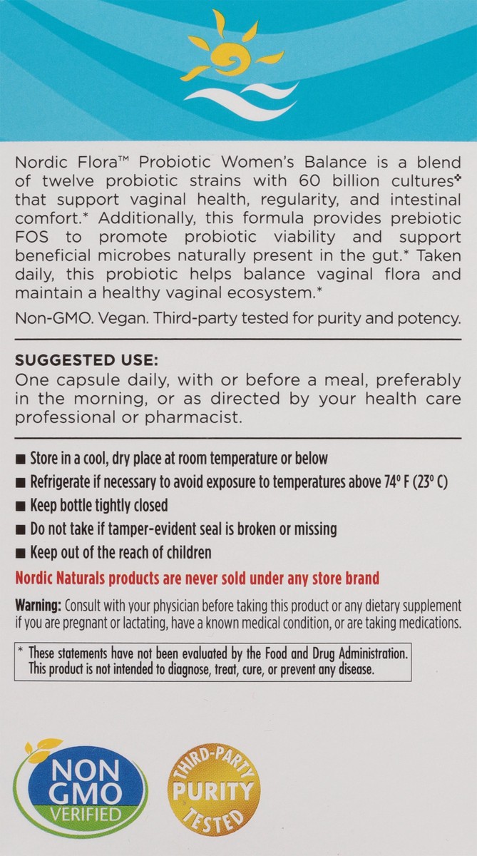 slide 5 of 9, Nordic Naturals Nordic Flora Women's Balance Probiotic 30 Capsules, 30 ct