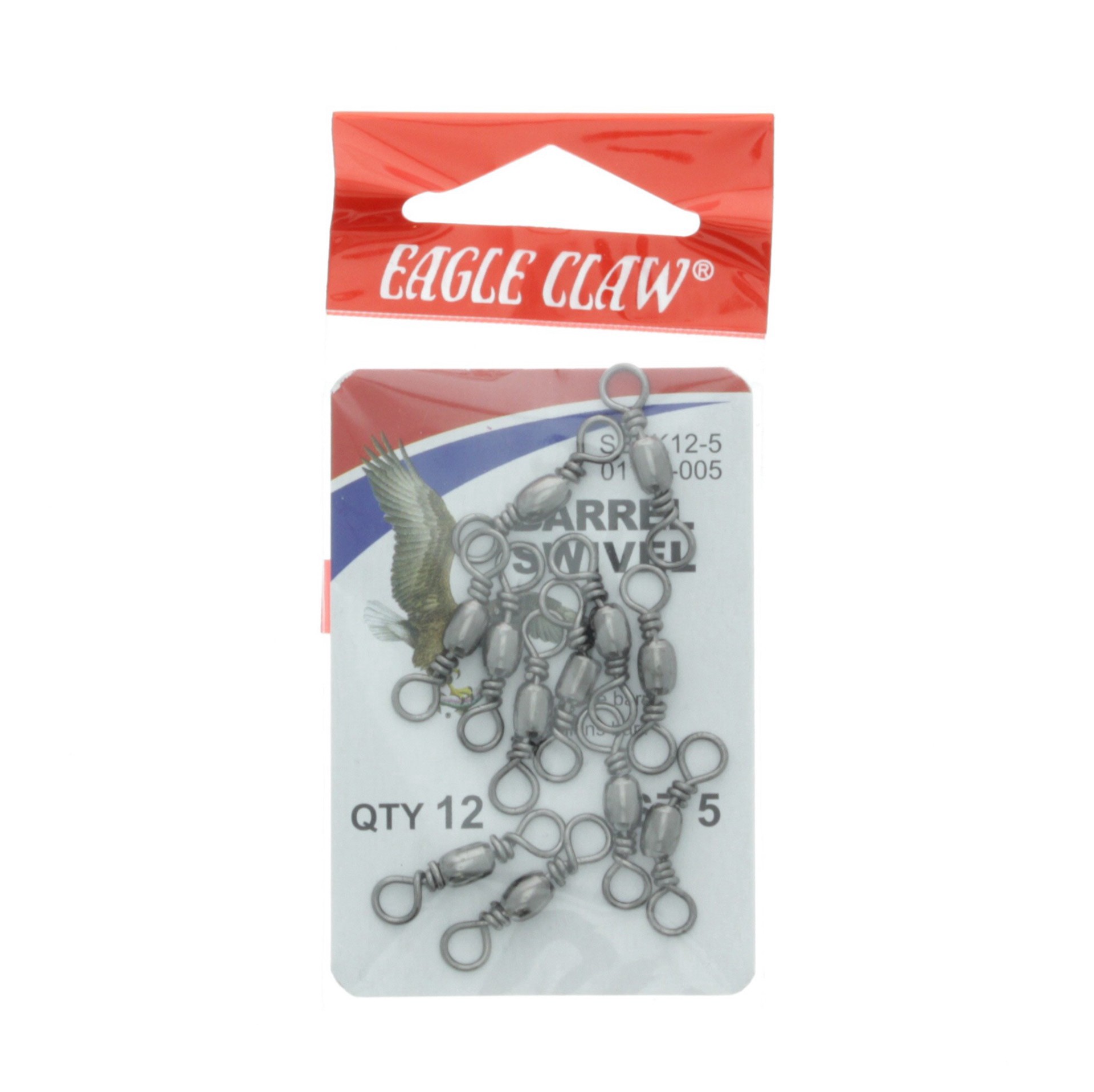 slide 1 of 1, Eagle Claw Black Barrel Swivels, 12 ct