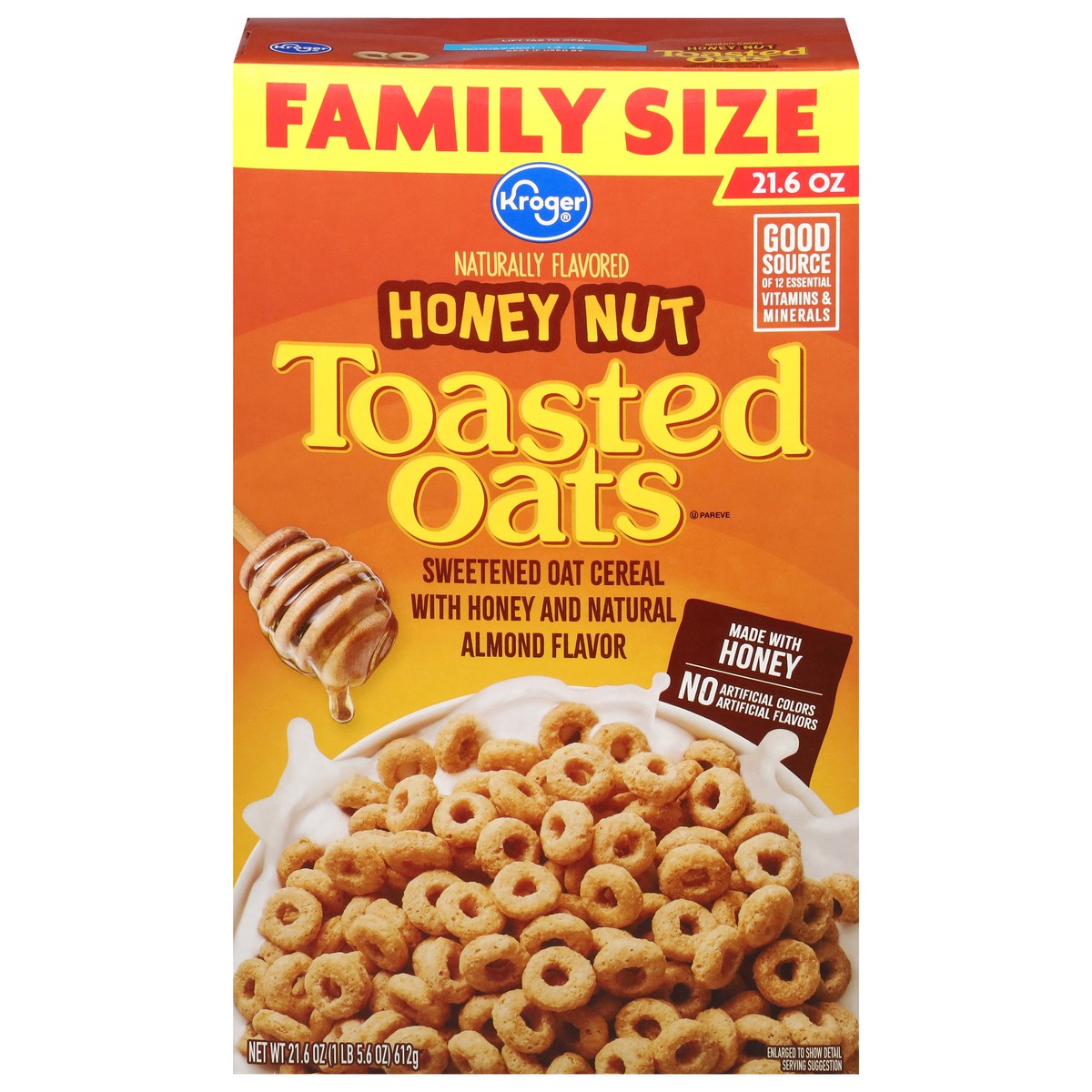 slide 1 of 3, Kroger Honey Nut Toasted Oats Cereal, 21.6 oz