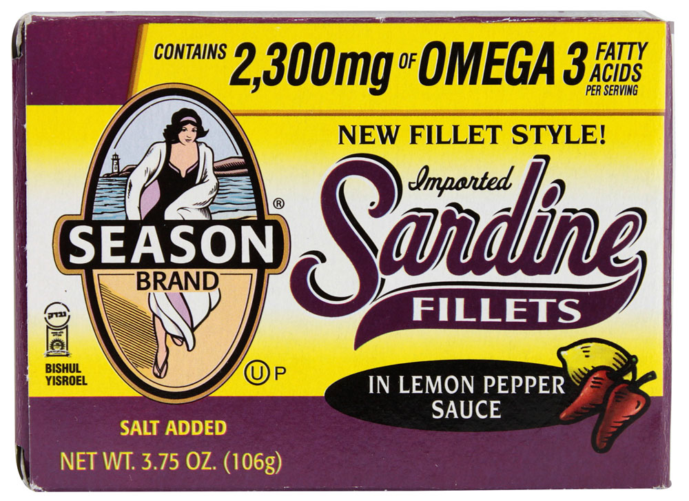 slide 1 of 1, Season Brand Sardine Fillets In Lemon Pepper Sauce, 3.75 oz