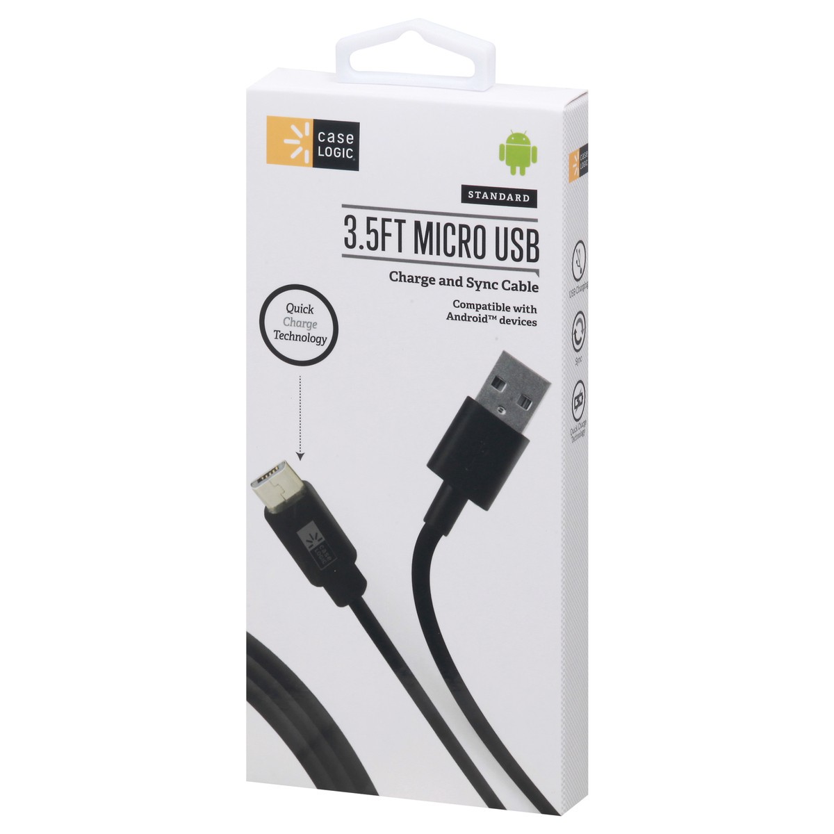 slide 3 of 9, Case Logic Micro USB to USB Charge & Sync Cable, Black, 1 ct