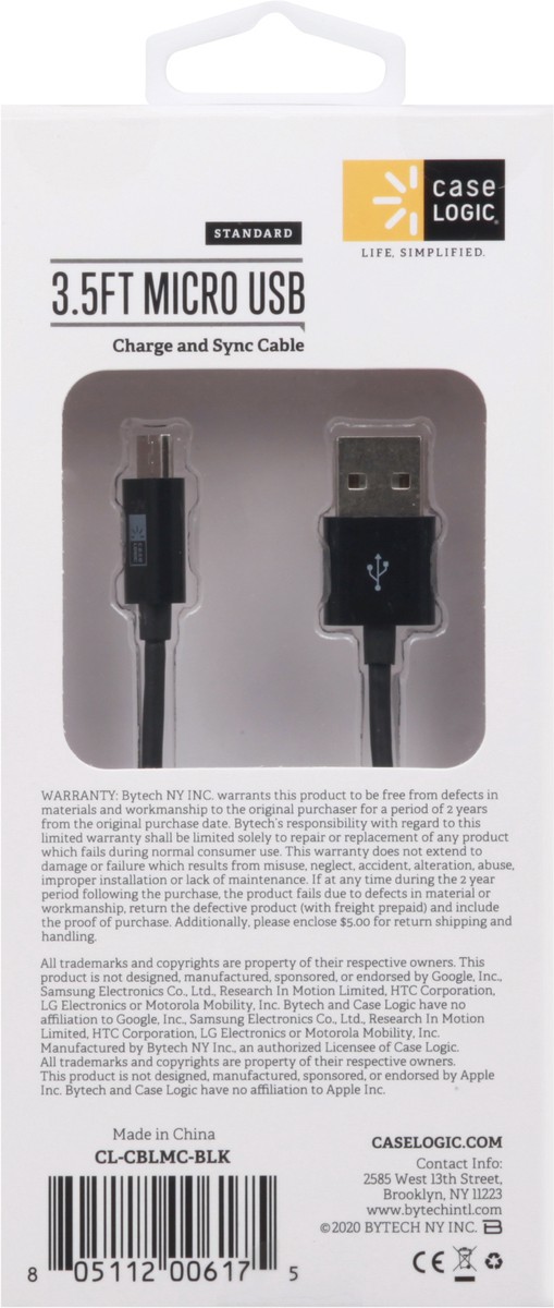 slide 5 of 9, Case Logic Micro USB to USB Charge & Sync Cable, Black, 1 ct