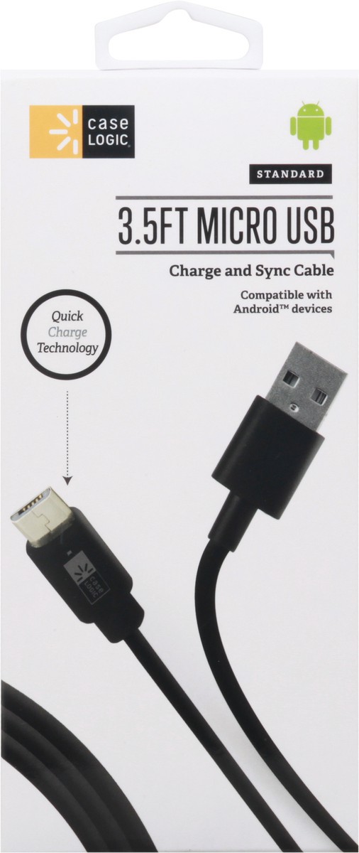 slide 6 of 9, Case Logic Micro USB to USB Charge & Sync Cable, Black, 1 ct