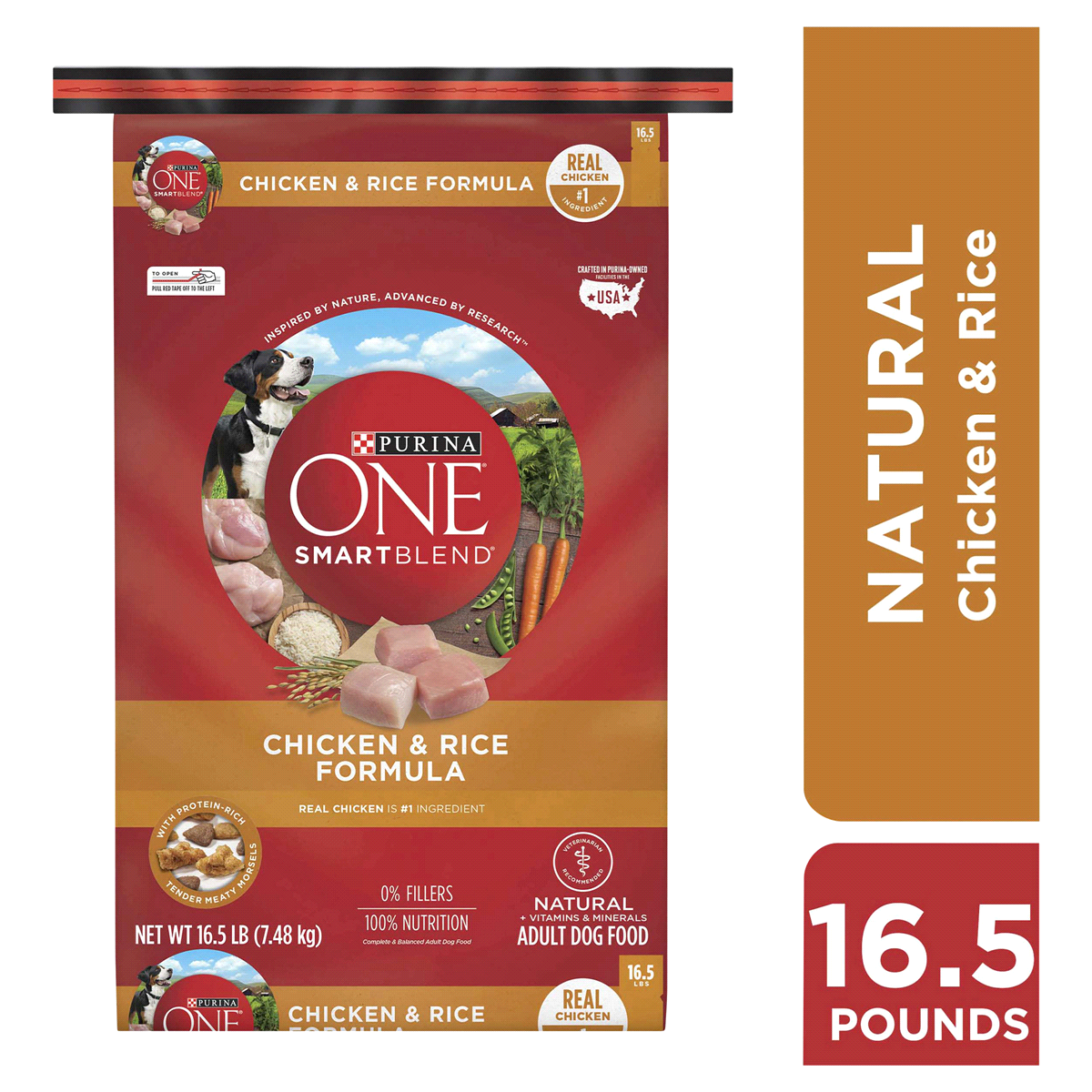 slide 1 of 1, Purina One Smartblend Dog Food Chicken And Rice, 16.5 lb