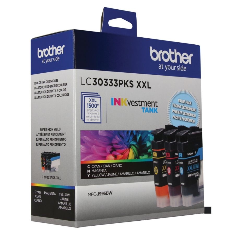 slide 3 of 4, Brother Inkvestment Tank Lc30333Pks Super-High Yield Cyan/Magenta/Yellow Ink Cartridges, Pack Of 3, 3 ct
