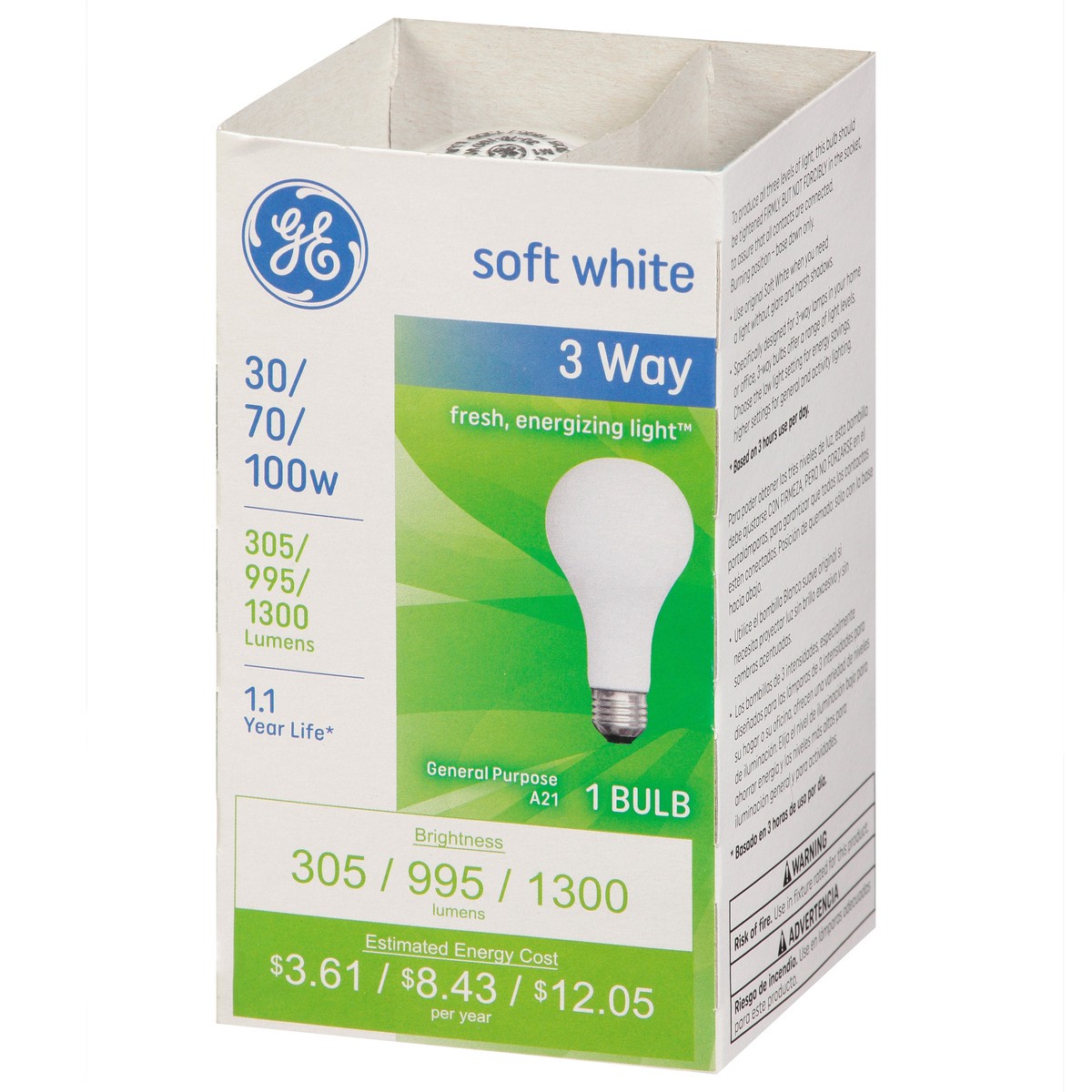 slide 9 of 11, Ge Soft White 3-Way 30/70/100 Watt A21 1Pk, 1 ct