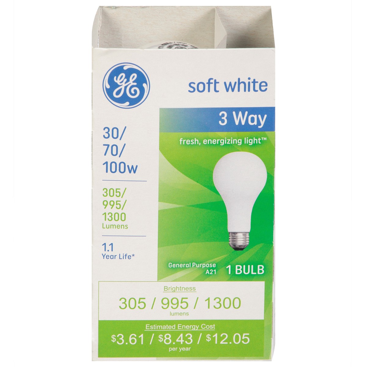 slide 1 of 11, Ge Soft White 3-Way 30/70/100 Watt A21 1Pk, 1 ct