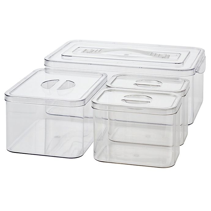 slide 1 of 3, Simply Essential Nesting Bath Storage Bins, 4 ct