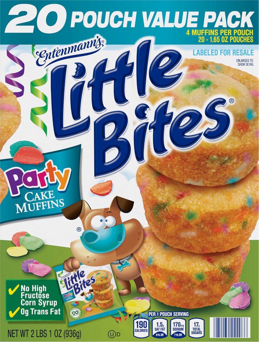 slide 5 of 13, Entenmann's Little Bites Party Cake Mini Muffins, 20 Pouch Value Pack, 33 oz