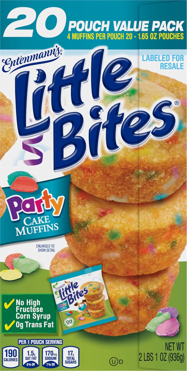 slide 7 of 13, Entenmann's Little Bites Party Cake Mini Muffins, 20 Pouch Value Pack, 33 oz