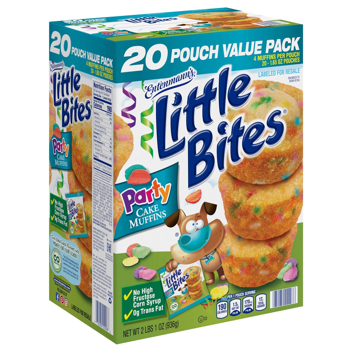 slide 8 of 13, Entenmann's Little Bites Party Cake Mini Muffins, 20 Pouch Value Pack, 33 oz