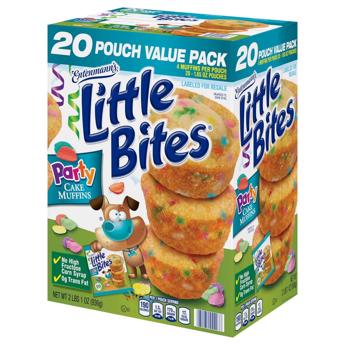 slide 9 of 13, Entenmann's Little Bites Party Cake Mini Muffins, 20 Pouch Value Pack, 33 oz