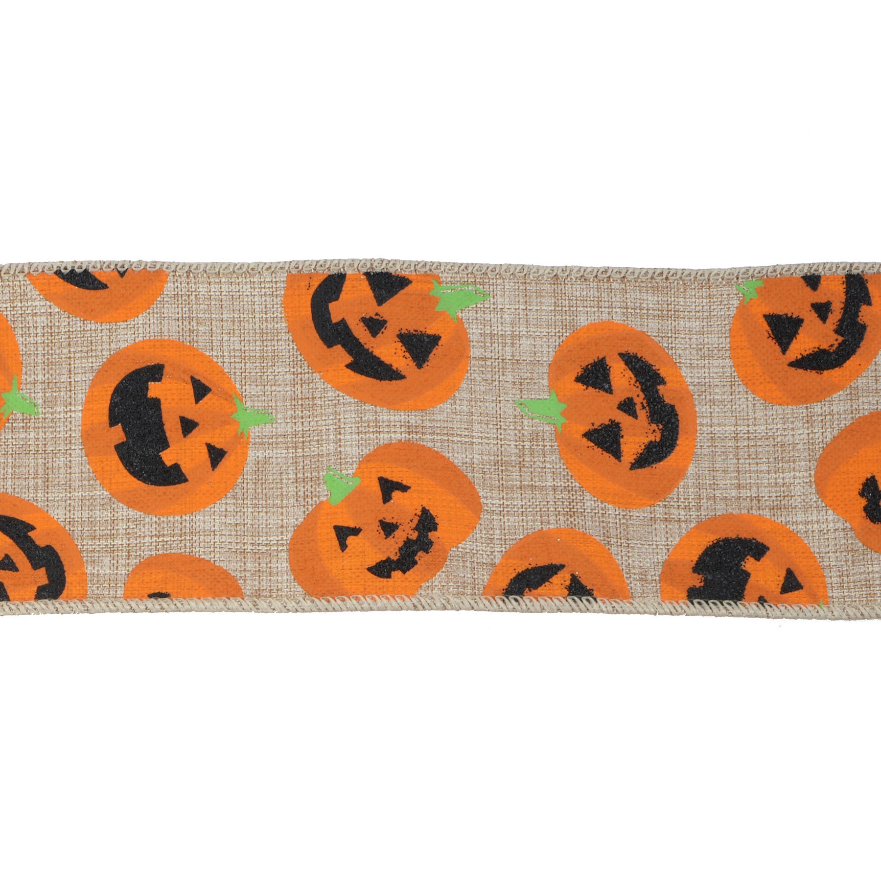 slide 2 of 3, 2.5" X 20ft. Pumpkin Wired Faux Burlap Ribbon By Celebrate It Halloween, 2.5 in x 6.6 yd