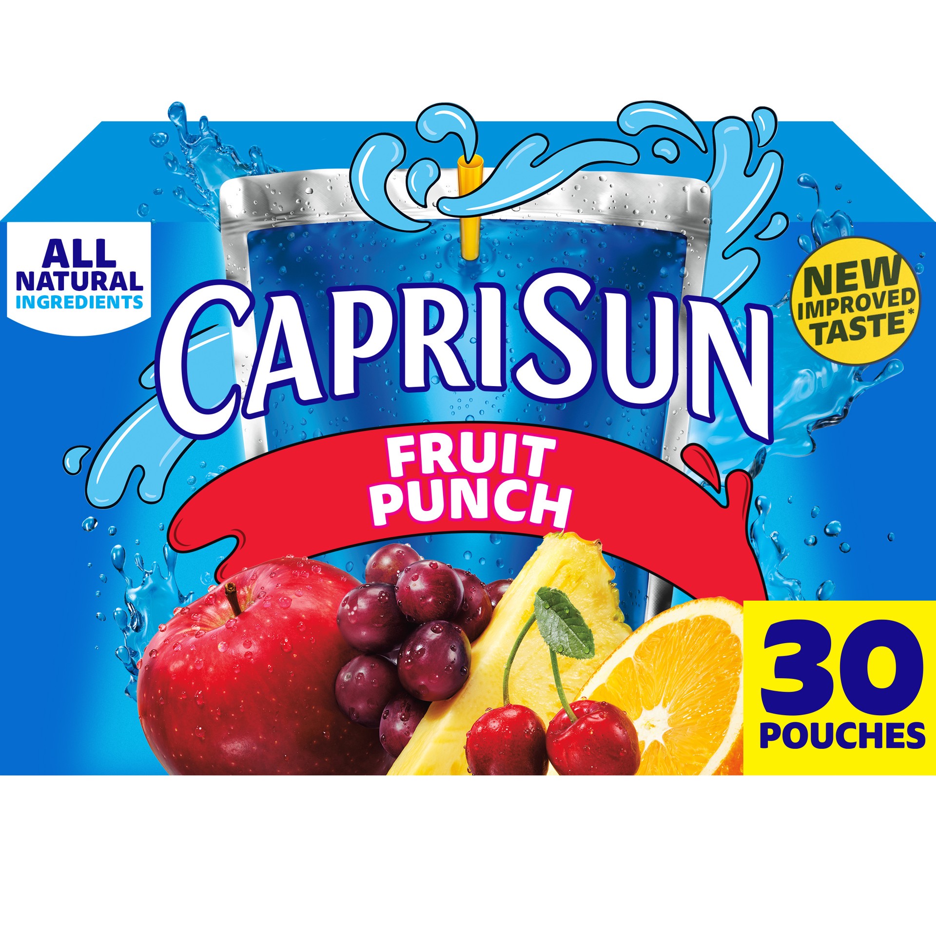 slide 1 of 5, Capri Sun Fruit Punch flavored Juice Drink Blend, 30 ct Box, 6 fl oz Pouches, 30 ct