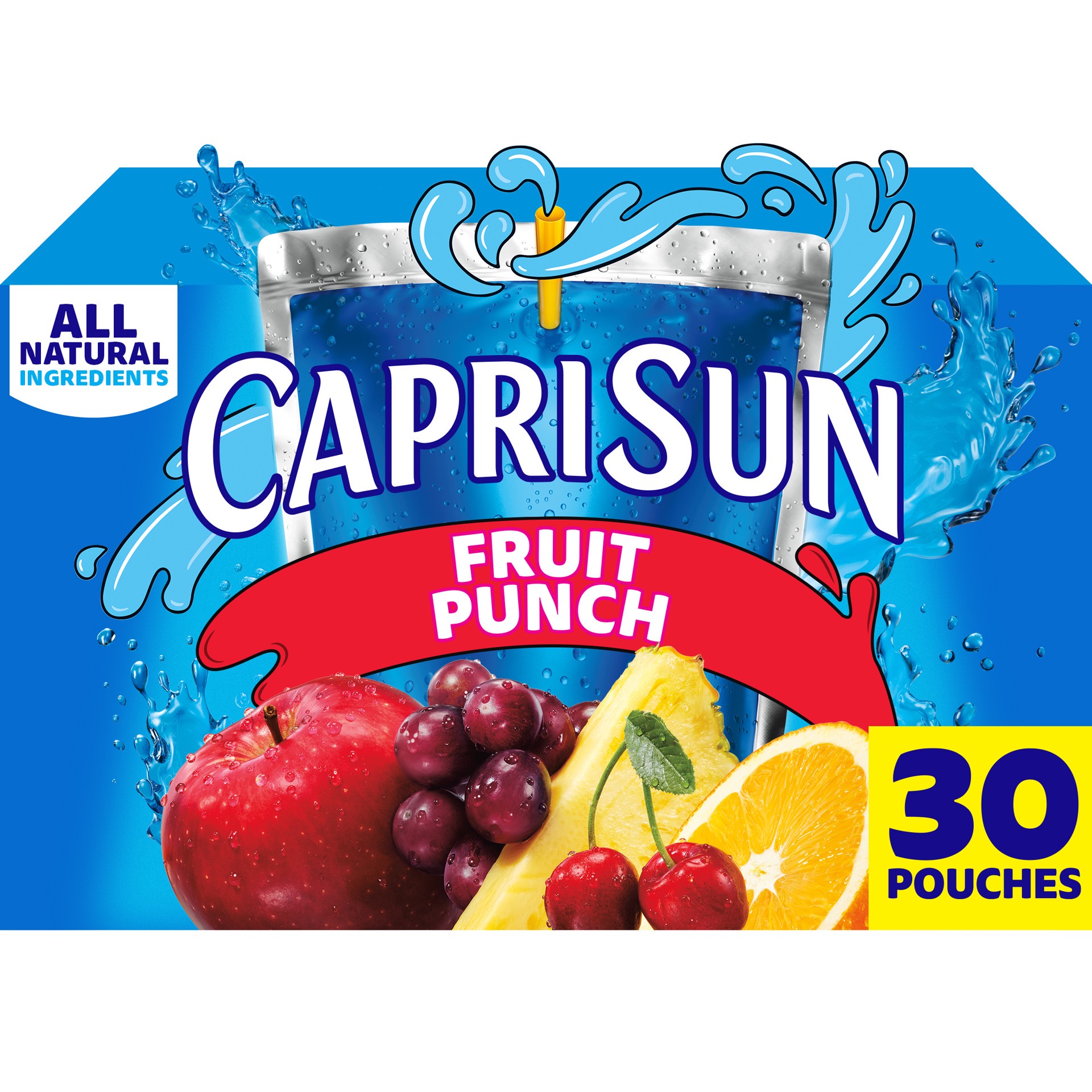 slide 1 of 5, Capri Sun Fruit Punch flavored Juice Drink Blend, 30 ct Box, 6 fl oz Pouches, 30 ct