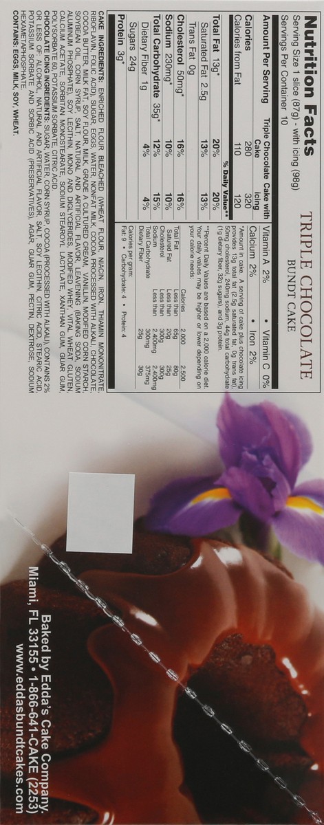 slide 14 of 14, Edda's Cake Company Cake Company Triple Chocolate Bundt Cake - Box, 30 oz