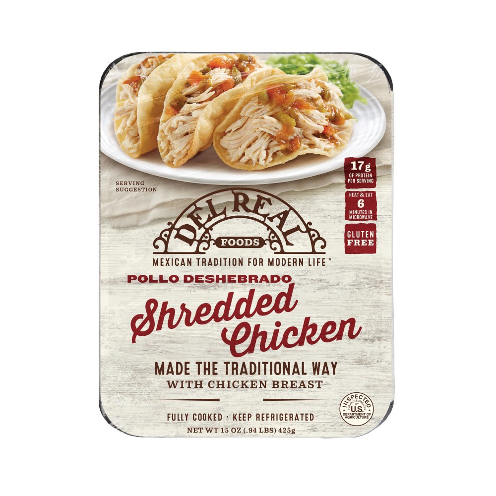 slide 2 of 2, Del Real Foods Shredded Chicken Pollo Deshebrado, 15 oz