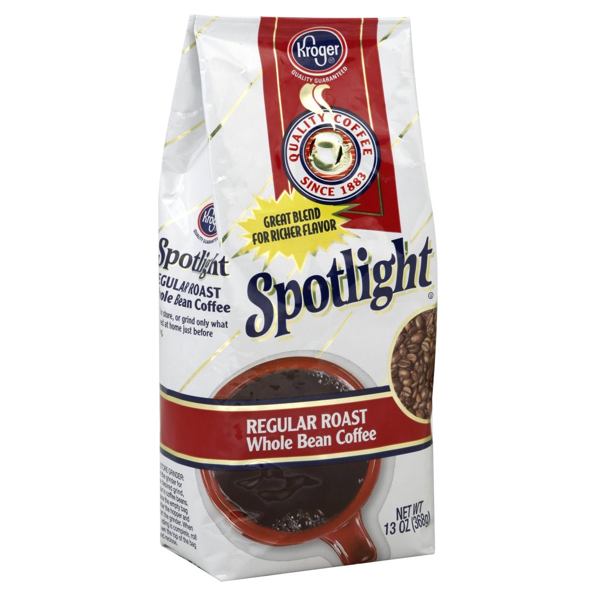 slide 1 of 1, Kroger Spotlight Regular Roast Whole Bean Coffee - 13 oz, 13 oz