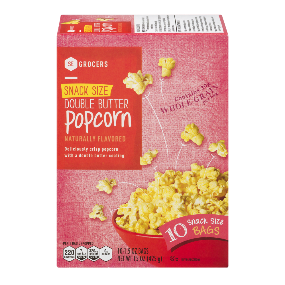 slide 1 of 1, SE Grocers Naturally Flavored Snake Size Double Butter Popcorn - 10 CT, 10 ct