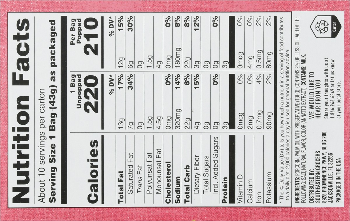 slide 8 of 10, SE Grocers Naturally Flavored Snake Size Double Butter Popcorn - 10 CT, 10 ct