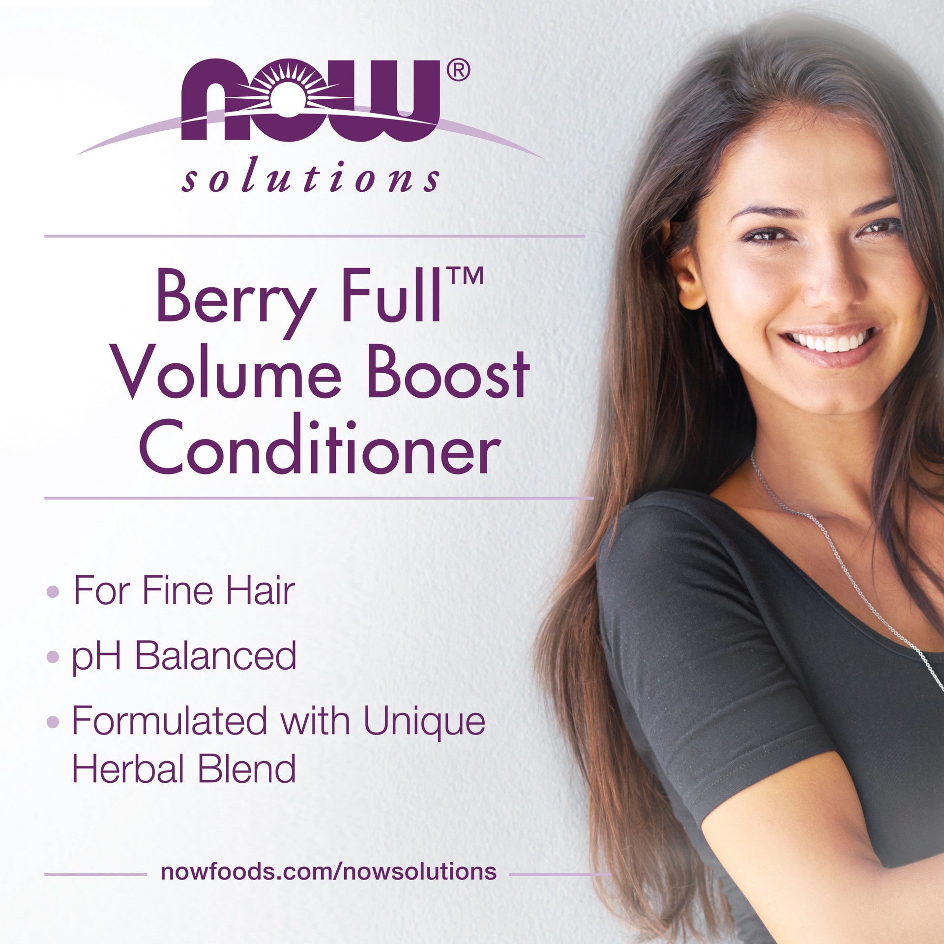 slide 4 of 4, NOW Solutions, Berry Full™, Volume Boost Conditioner for Fine Hair with Biotin, pH Balnced, 1.14 fl oz