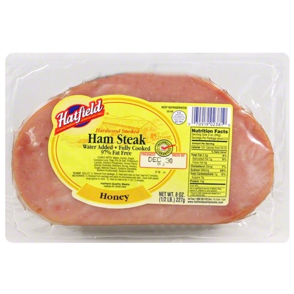 slide 1 of 8, Hatfield Honey Ham Steak, 8 oz
