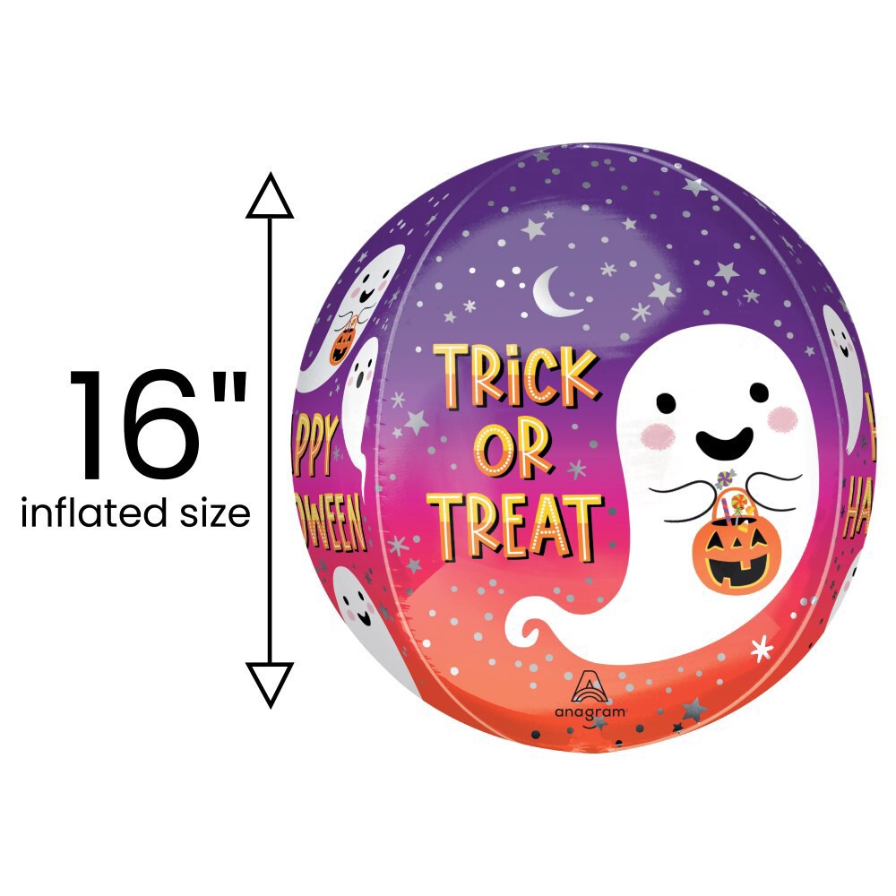 slide 4 of 4, Trick or Treat Orbz Helium Filled Balloon, 16 in