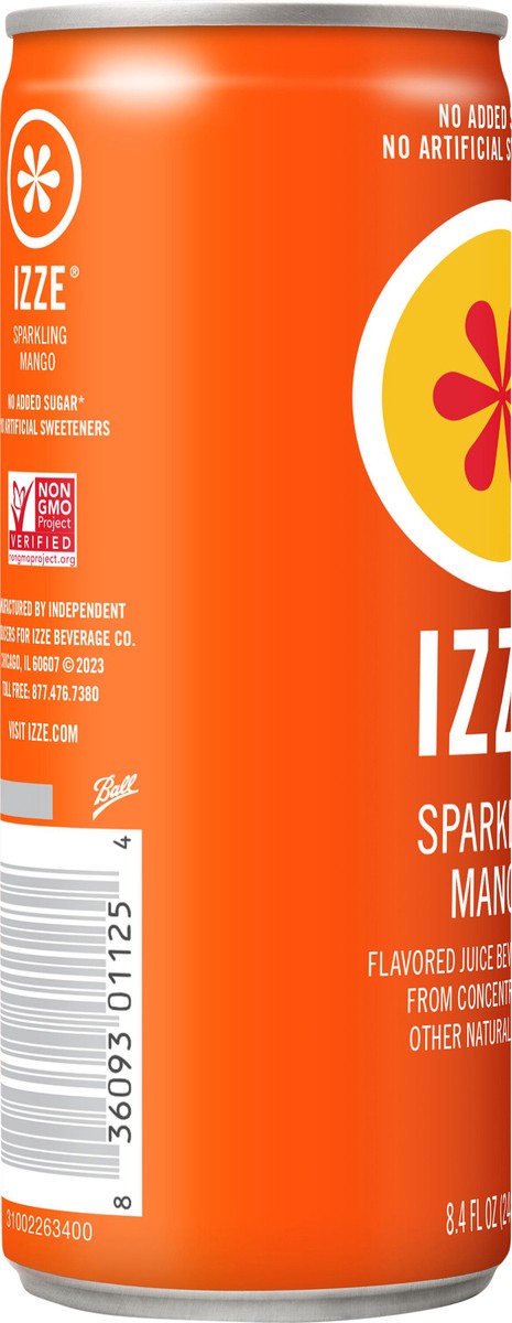 slide 2 of 7, IZZE Sparkling Mango Juice Beverage- 8.4 fl oz,