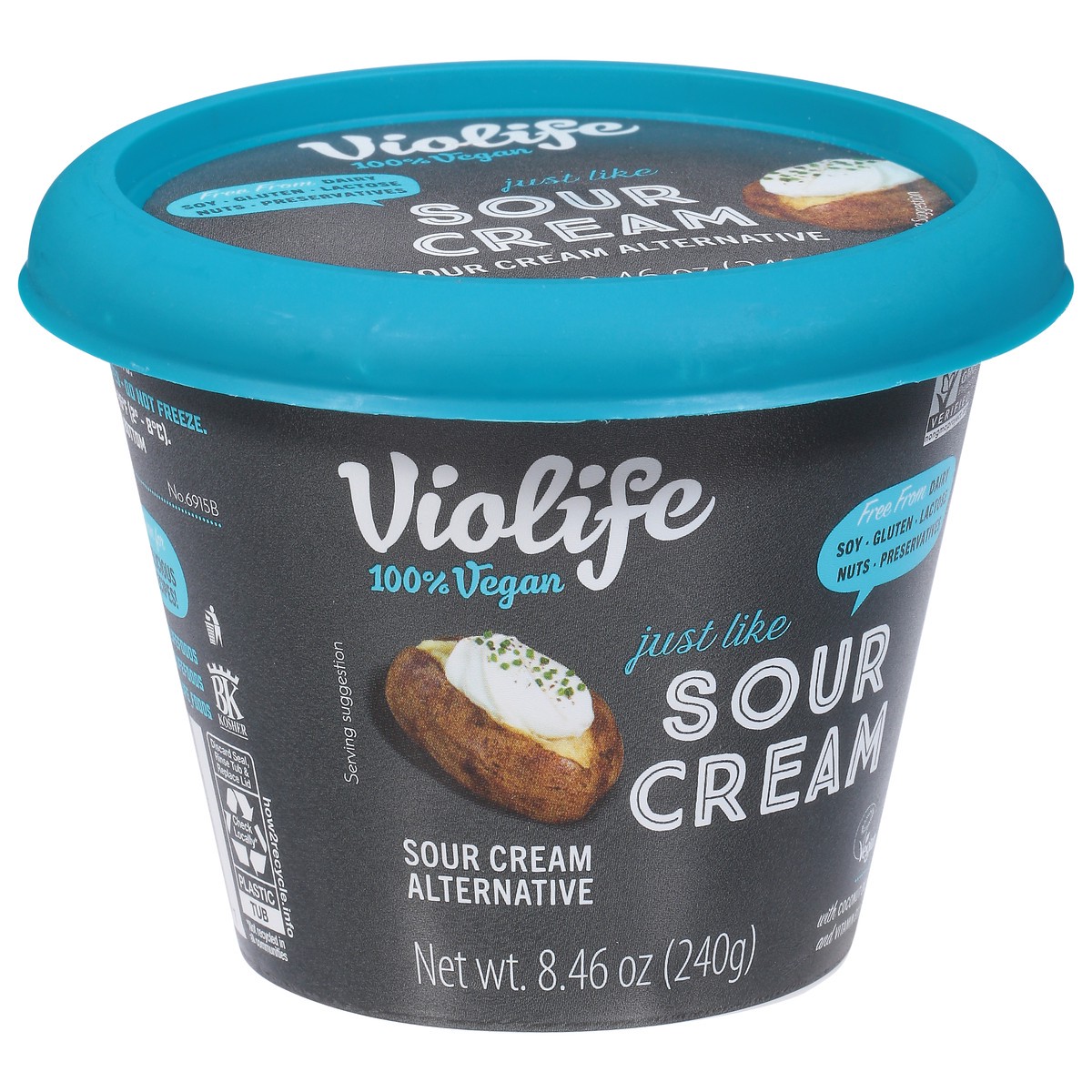 slide 3 of 9, Violife Just like Sour Cream, 100% Dairy Free Vegan, 8.46 oz Tub (Refrigerated), 8.46 oz