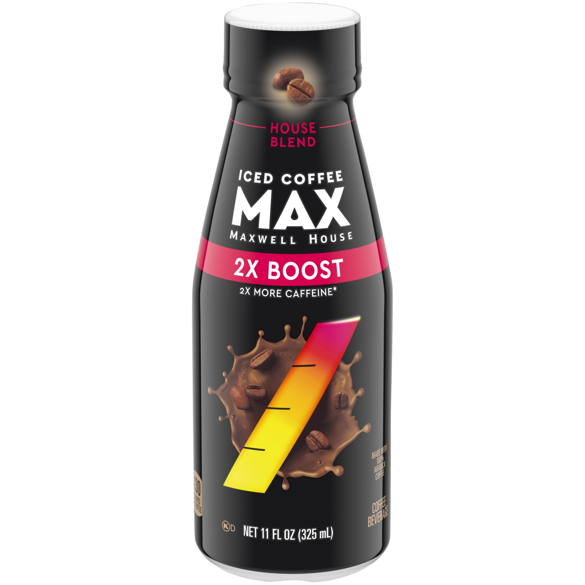 slide 1 of 1, Maxwell House Max Boost House Blend Iced Coffee Beverage with 2X More Caffeine Bottle, 11 oz