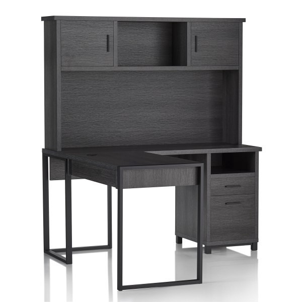 slide 8 of 10, Realspace Dejori 59"W L-Shaped Desk With Hutch, Charcoal, 1 ct