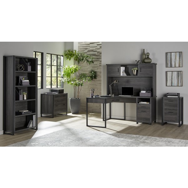 slide 4 of 10, Realspace Dejori 59"W L-Shaped Desk With Hutch, Charcoal, 1 ct