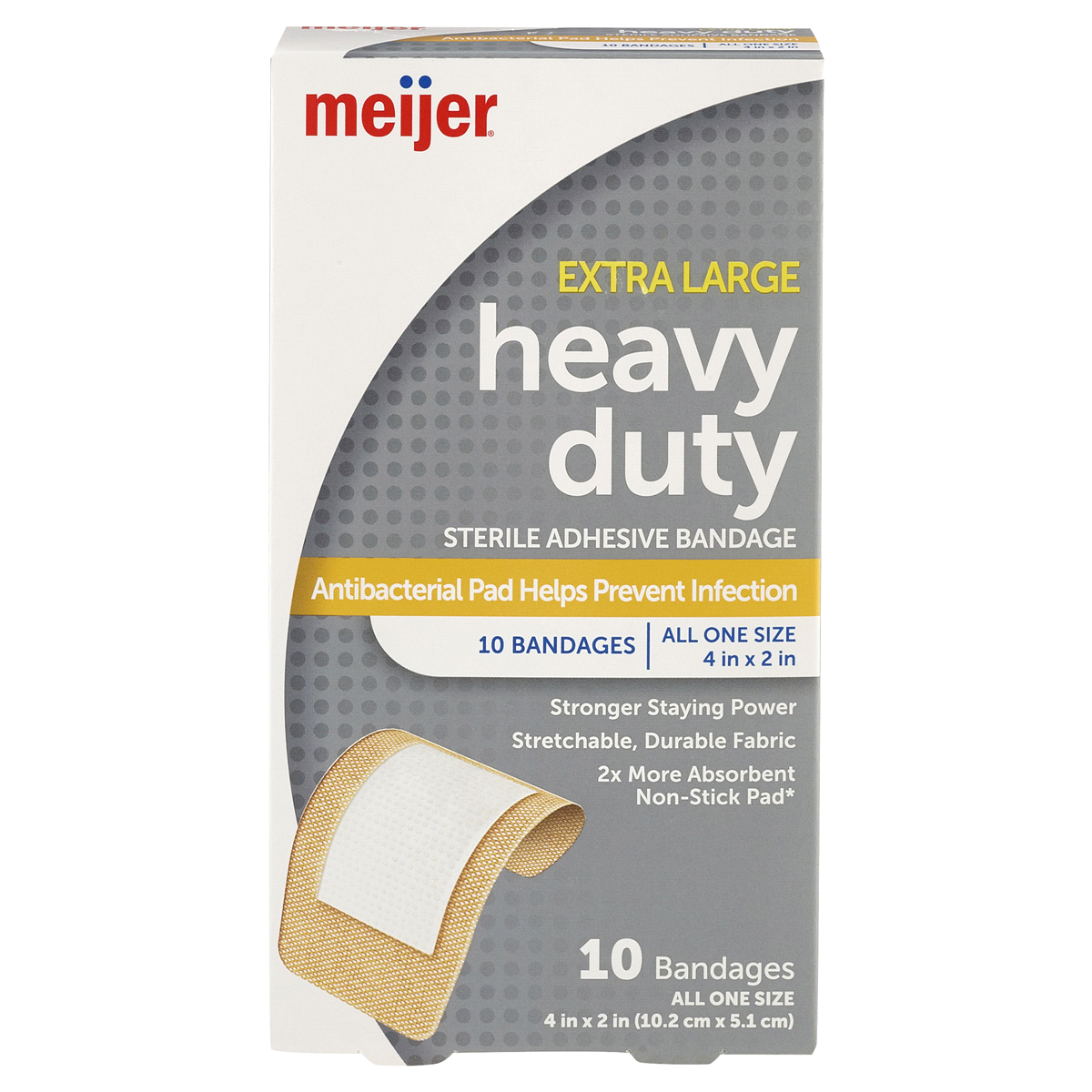 slide 1 of 1, Meijer Heavy Duty Adhesive Bandages, AntibacterialBandages, 10 ct