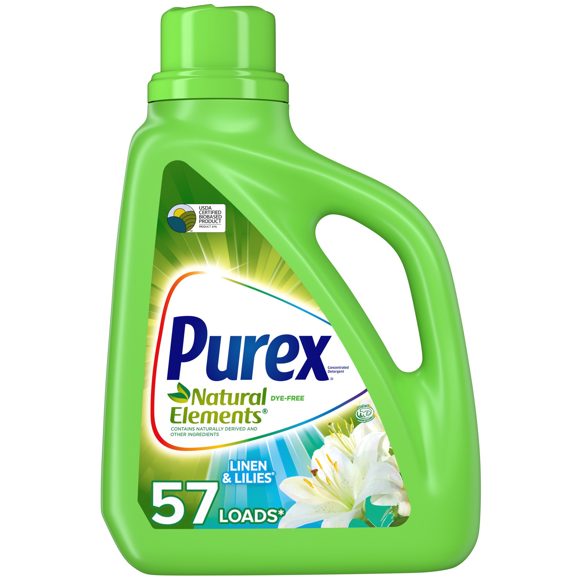 slide 1 of 3, Purex Liquid Laundry Detergent, Natural Elements Linen & Lilies, 75 Fluid Ounces, 57 Loads, 75 fl oz