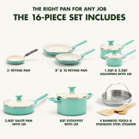 slide 15 of 22, GreenPan Turquoise Rio Collection Healthy Ceramic Nonstick Cookware Set 16 Pieces 1 ea, 1 ct