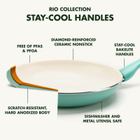 slide 6 of 22, GreenPan Turquoise Rio Collection Healthy Ceramic Nonstick Cookware Set 16 Pieces 1 ea, 1 ct