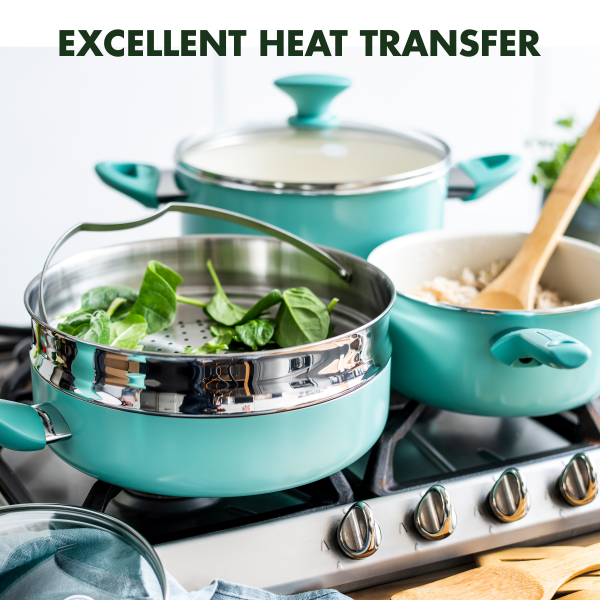 slide 13 of 22, GreenPan Turquoise Rio Collection Healthy Ceramic Nonstick Cookware Set 16 Pieces 1 ea, 1 ct