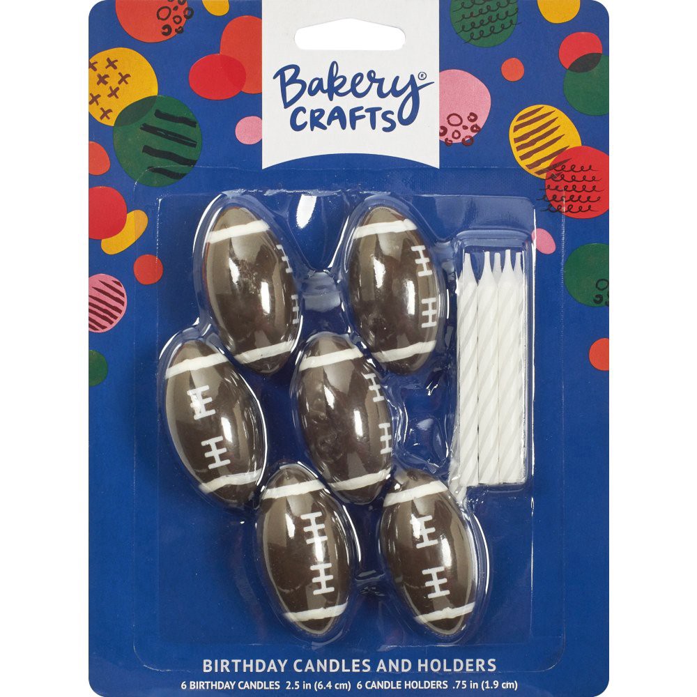 slide 1 of 1, DecoPac Football Birthday Candle Holders And Candles, 1 ct
