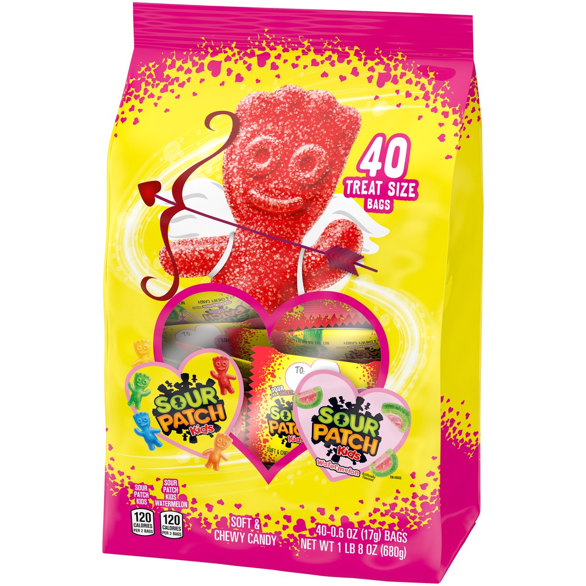 slide 5 of 9, SOUR PATCH KIDS Original & Watermelon Valentine Candy Variety Pack, 40 Snack Packs, 24 oz