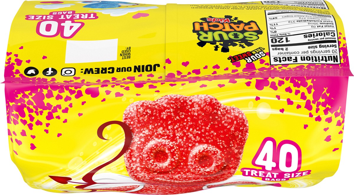 slide 7 of 9, SOUR PATCH KIDS Original & Watermelon Valentine Candy Variety Pack, 40 Snack Packs, 24 oz