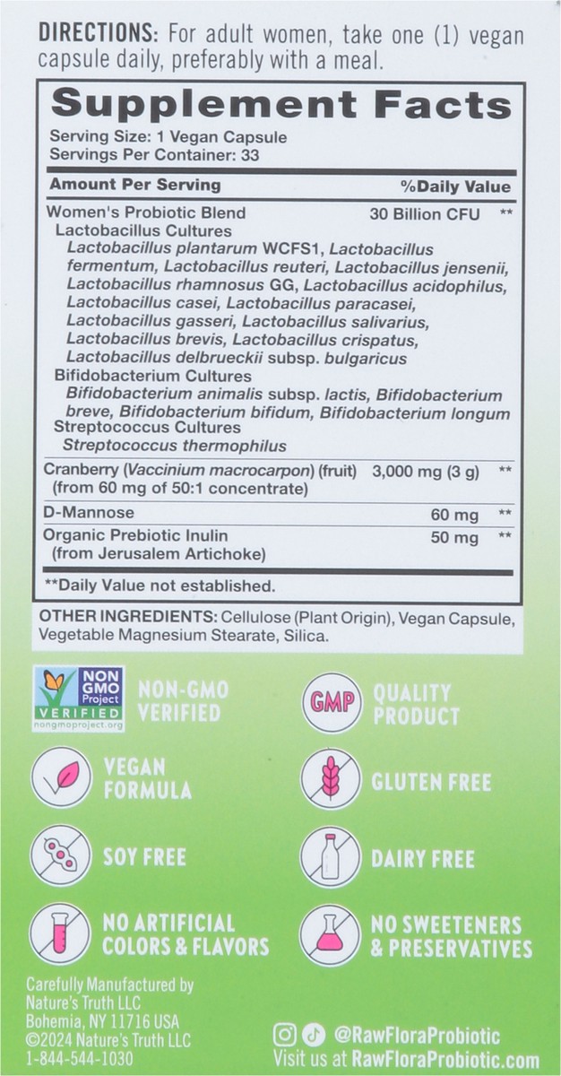 slide 3 of 15, Nature's Truth Raw Flora 30 Billion Women’s Probiotic, 33 ct